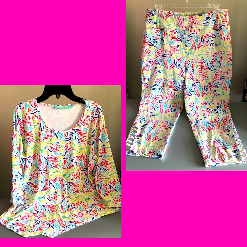 4/$15 Breezes colorful set pants & top